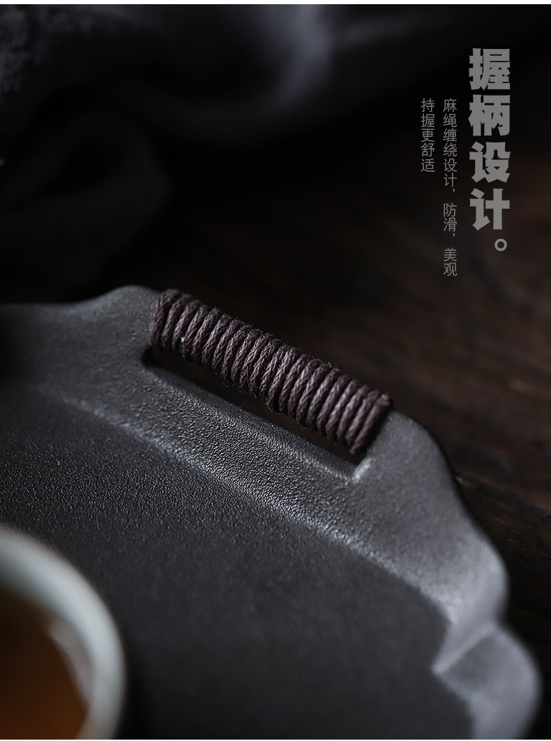 ShangYan Japanese black pottery tea tray household small tea table contracted kung fu tea set dry tea table ceramic saucer dish of restoring ancient ways