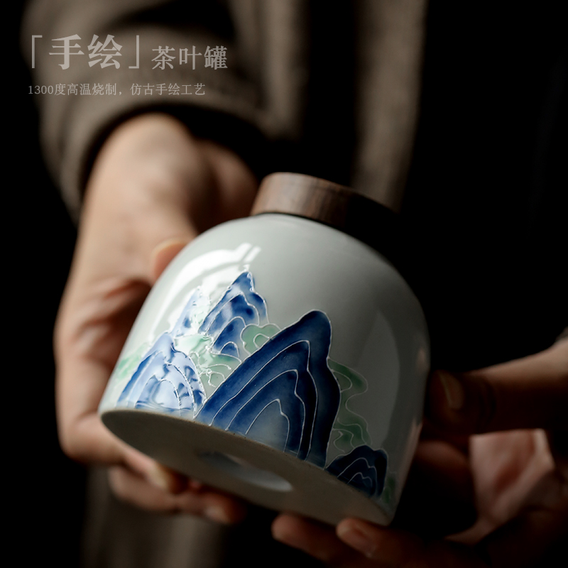 Restoring ancient ways is the manual in Japanese tea caddy fixings household contracted seal storehouse, ceramic POTS sealed as cans of green tea, black tea