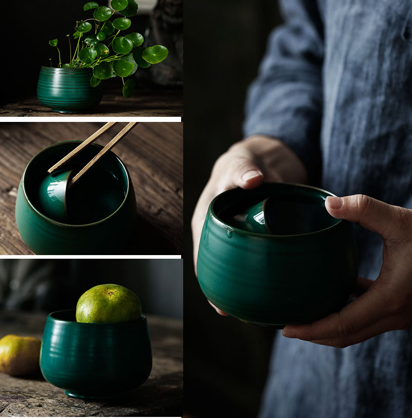 ShangYan retro ceramic tea to wash to the small Japanese coarse pottery cylinder tea cup washing writing brush washer washing wastewater zero PeiJian water