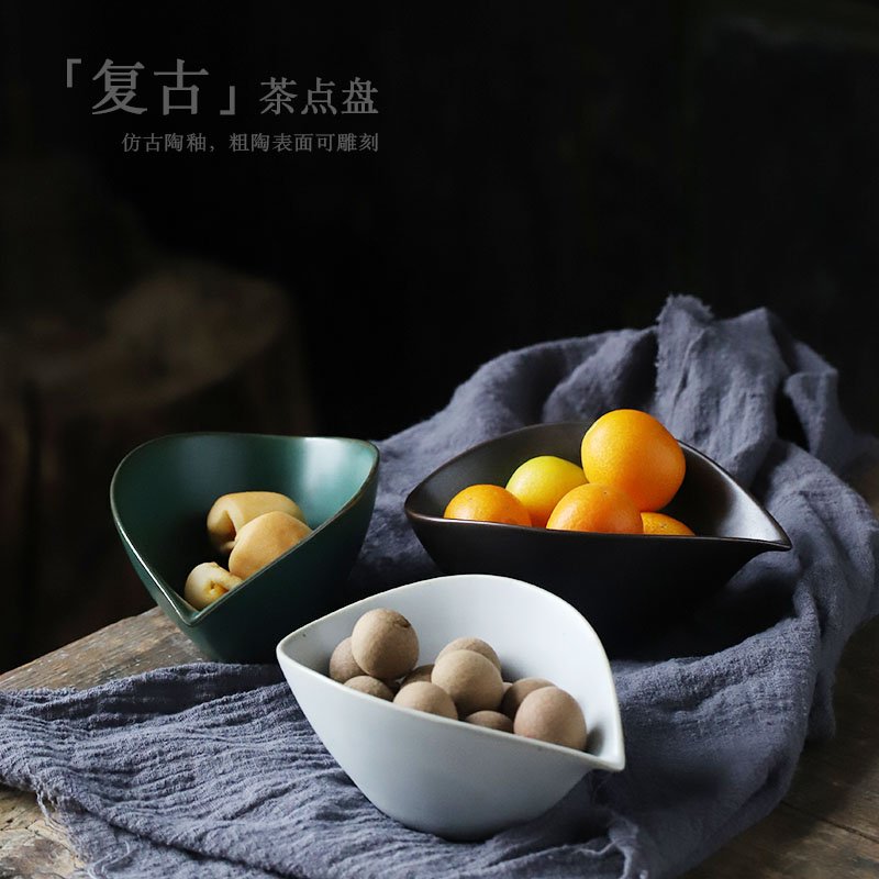 ShangYan Japanese tea tray was creative snack plate dry fruit tray ceramic snack serving tea accessories the nut plate