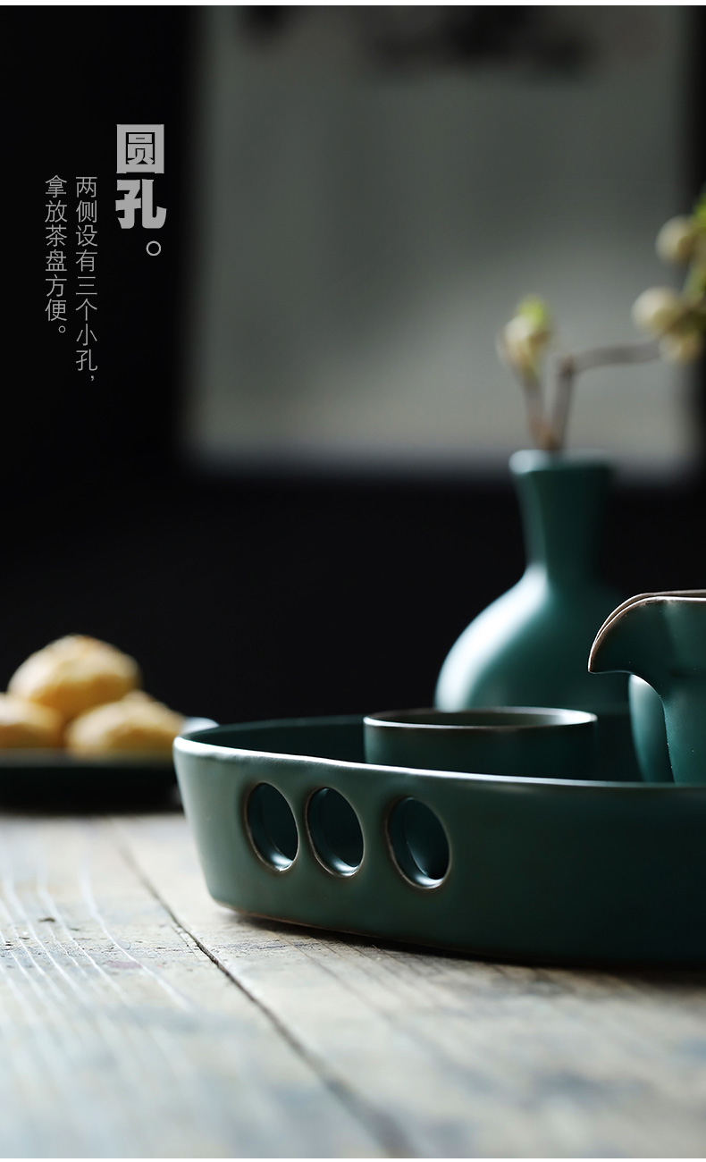 ShangYan ceramic tea set tray monolayer dry terms plate household rectangle sushi plate dessert plate of fruit bowl tea tray