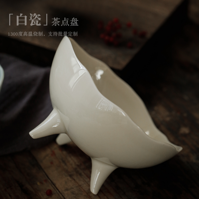 ShangYan creative high tea tray was white porcelain cup ice cream dessert bowl dried fruit snack plate XiCha wash to the trumpet
