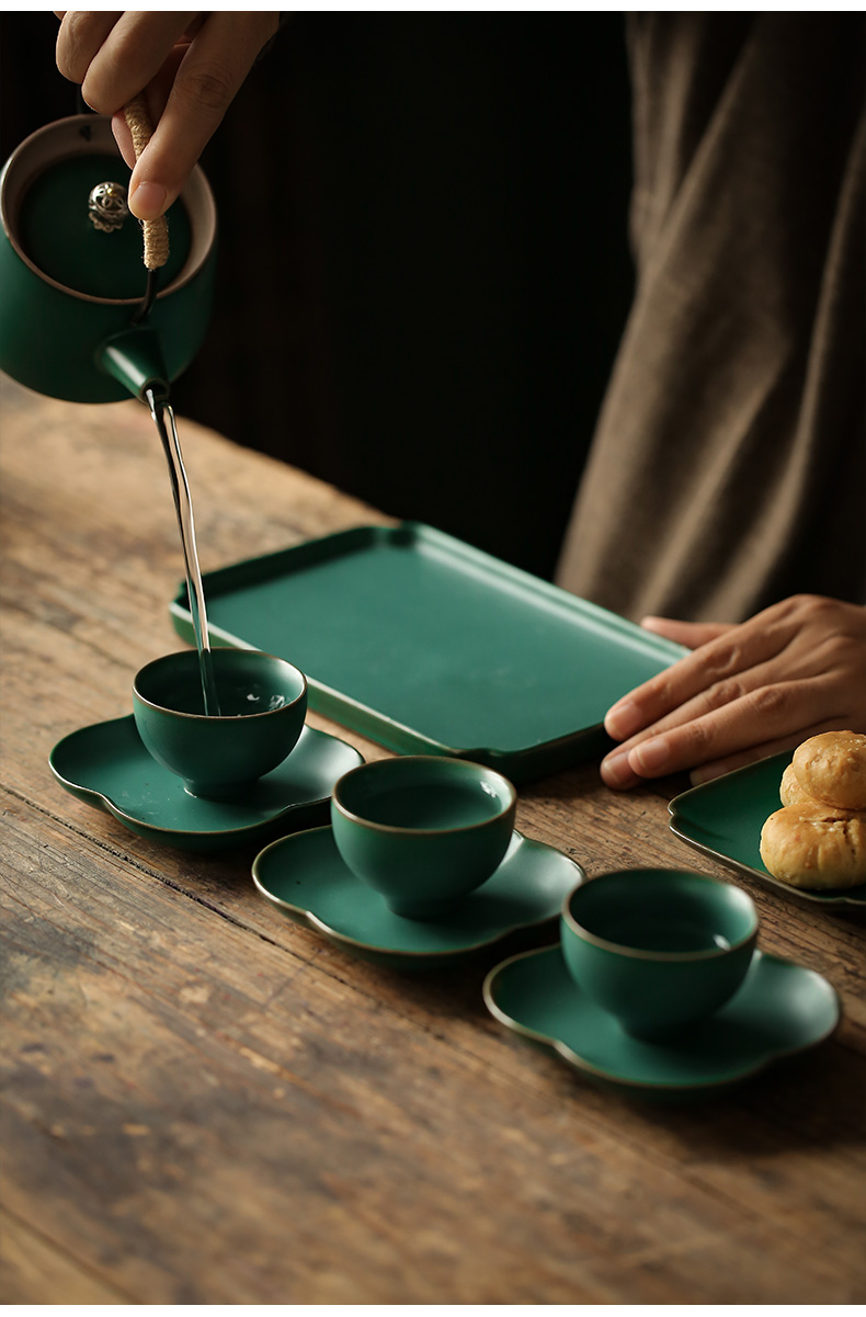 ShangYan kung fu tea set ceramic tea cup mat accessories saucer creative Japanese insulation cup tea table mat
