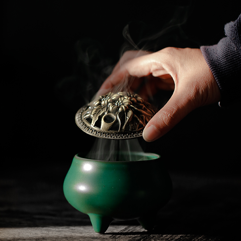 ShangYan censer ceramic antique small sandalwood disk present domestic tea taking the censer incense inserted indoor for Buddha