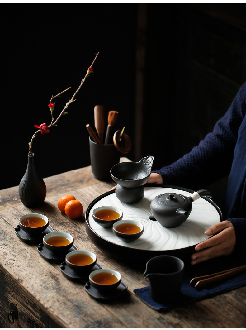 ShangYan retro black pottery teacup perfectly playable cup small ceramic bowl kung fu tea sample tea cup single CPU contracted master CPU