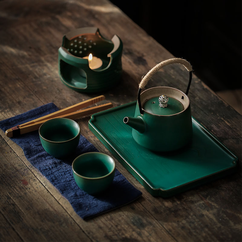 Vintage portable travel tea set contracted ceramic kung fu tea set a small set of Japanese tea tray was the home of a complete set of the teapot