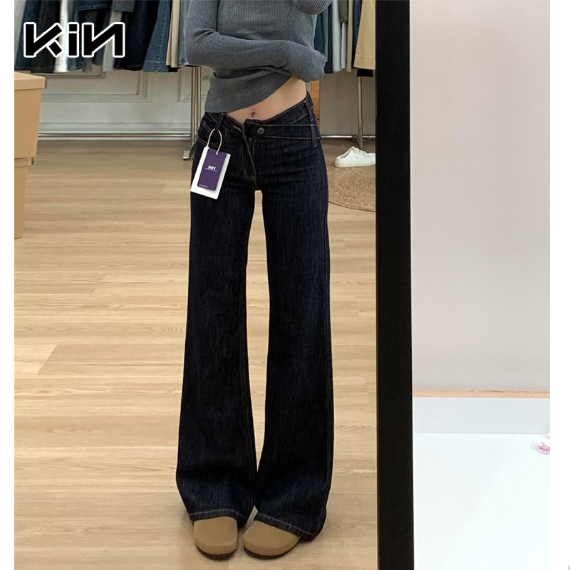 Dark Blue American-Style Flared Jeans for Women, 2025 Autumn New Low-Waist Irregular Slimming Pear-Shaped Body Straight-Leg Pants Dark Blue American-Style Flared Jeans for Women, 2025 Autumn New Low-Waist Irregular Slimming Pear-Shaped Body Straight-Leg Pants