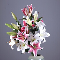 Yongyue home PU feel glue lily simulation fake flower High-grade living room soft decoration plastic flower arrangement table flower