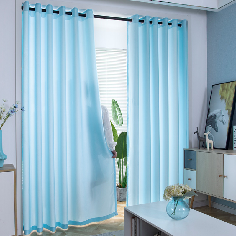 Non-stiletto-free installation of curtains light transmission Non-radiopaque yarn Veil Telescopic Rod Bedroom Balcony Partition Shading Floating Windows Telescopic Rod