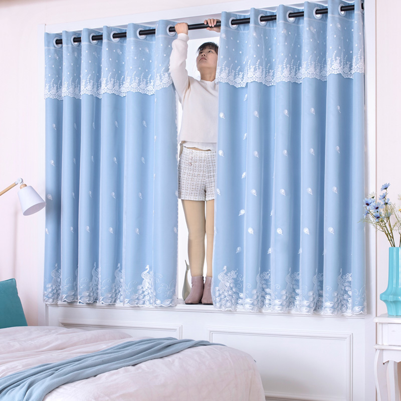 Curtains Free to install floating windows 2022 New bedrooms Shading Clots Living Room Net Red Nordic Minima Telescopic