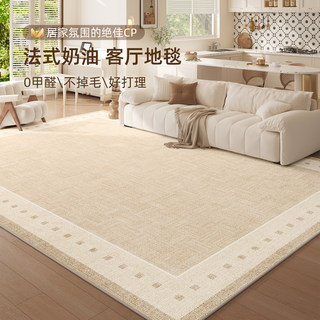地毯客厅2025新款法式奶油风免洗可擦房间地垫中古家用卧室床边毯