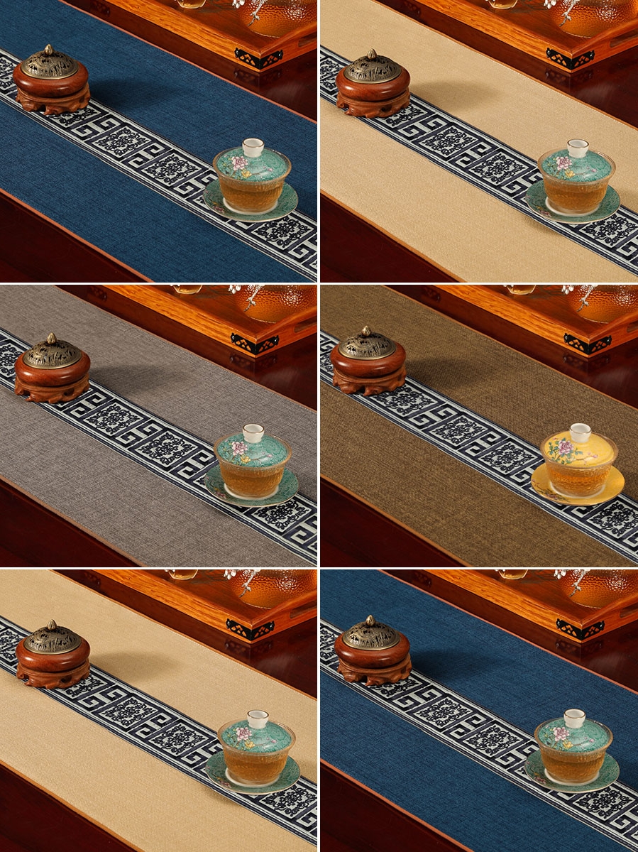 Table Flag New Chinese Zen Tea Table Cloth Simple Modern Table Cloth Light Luxury Tea Art Tea Table Cloth High-End Customization