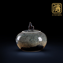 Jingdezhen ceramic tea jar small Puer flower green tea sealed jar storage jar tea jar tea warehouse moisture-proof gift box