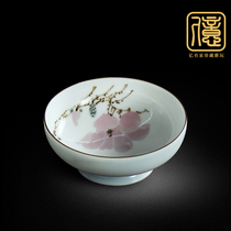 Lotus small teacup single Jingdezhen thin tire white porcelain tea cup single cup ceramic kung fu teacup single master cup