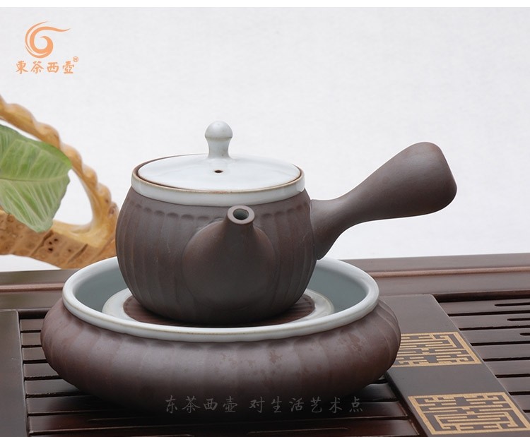 Variable retro earthenware kung fu tea set xiangyang big side pot set of 10 into the tea set