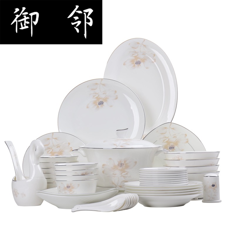 Manual paint 60 skull porcelain tableware set valued dishes household of Chinese style up phnom penh ceramic dishes chopsticks gift box