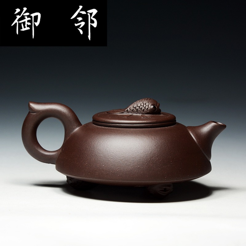 Authentic yixing it famous fu - jun fan manual undressed ore old purple teapot illuminated fish every year more than pot of QD