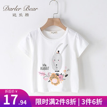 Children T-shirt short sleeves 2022 summer dress new Korean version cartoon white blouses female baby blouses ultra-ocean qi