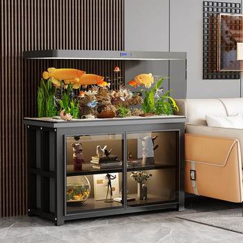Home living room new chinese style floor-standing fish tank cabinet base cabinet storage cabinet light luxury fish tank rack bottom rack aquarium base cabinet
