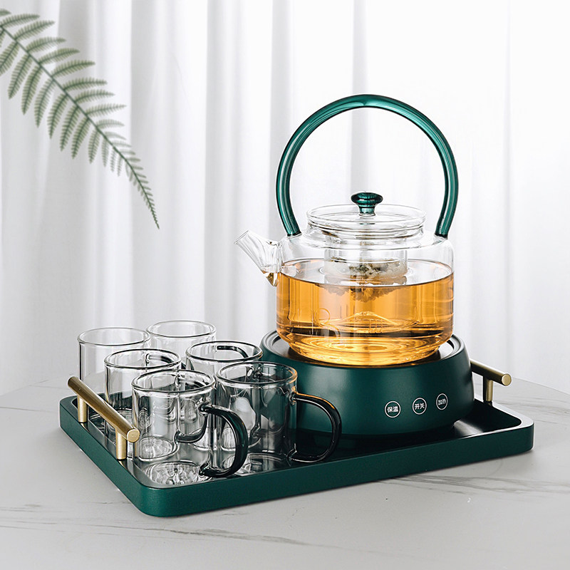 High borosilicate glass teapot transparent high temperature resistant single pot black crystal furnace tea maker tea maker tea boiling water household tea set