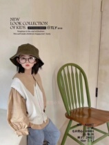 Tongleyu spring and autumn childrens middle and high school childrens solid color all-match doll collar puff sleeve cotton long-sleeved shirt 88002