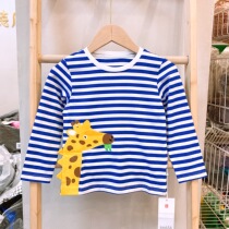 Brand spring and autumn childrens childrens Korean version all-match cotton striped cartoon long-sleeved T-shirt bottoming shirt 30798