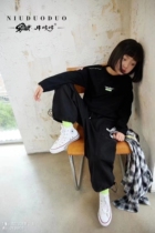 Niuduoduo childrens spring and autumn cotton label all-match loose casual bottoming shirt long-sleeved t-shirt 27938