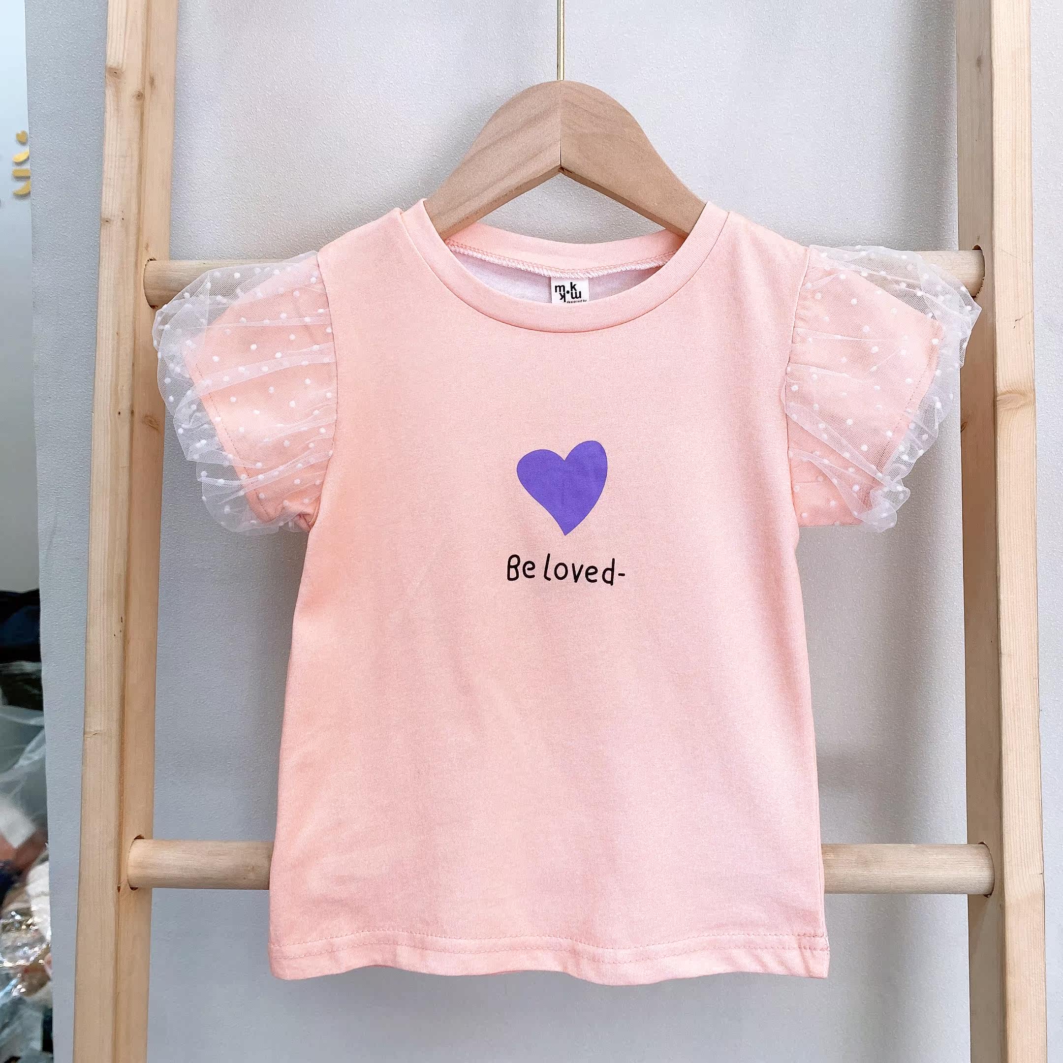 Brand summer children's small and medium-sized girls baby top mesh sweet and versatile short-sleeved T-shirt 6201