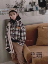 Tongleyu spring and autumn childrens middle-aged and older childrens Korean style foreign style short plaid long-sleeved casual shirt jacket 885005