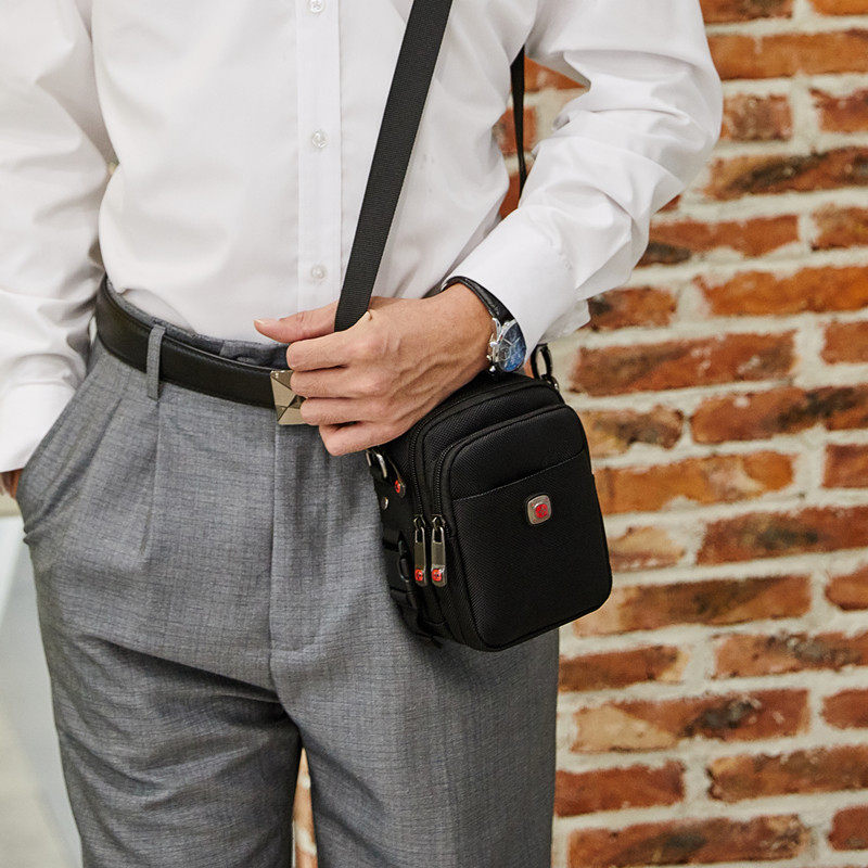 Swiss Army knife shoulder bag men cross-body Oxford cloth multi-function mobile phone belt bag canvas casual bag Korean version tide backpack