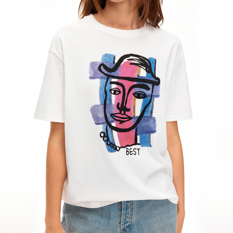 Taffa Tang Fa Fa's New'Abstract Art Print' M2 All-Cotton Lightweight Versatile Short-Sleeve T-Shirt