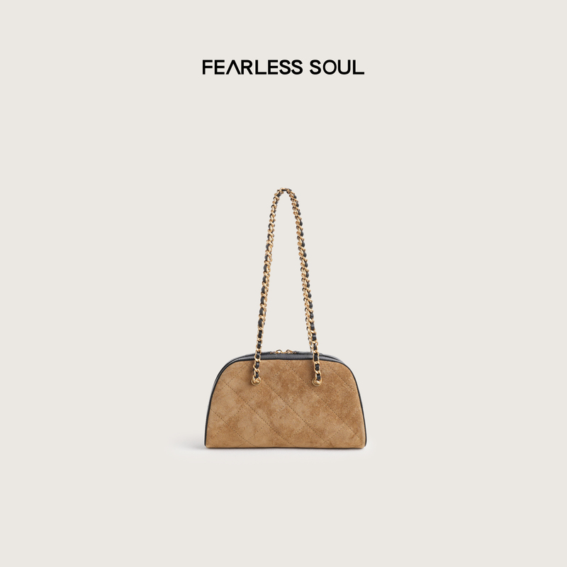 Taffa Tang Fa Fa Niche Retro Cow Suede Diamond Pattern Bowling Shoulder Chain Bag 826Sb398 Taffa Tang Fa Fa Niche Retro Cow Suede Diamond Pattern Bowling Shoulder Chain Bag 826Sb398