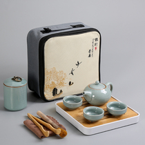 Kung Fu tea set teapot Japanese home simple tea tray ceramic portable travel tea set office tea maker