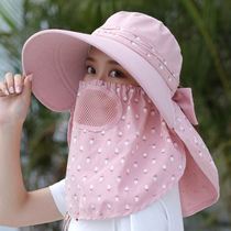 Sun Hat Women sunscreen mask Full face Summer neck protection UV cover face Cycling cool hat Big edge sun hat