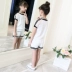 Quần áo trẻ em nữ hè 2018 mới phù hợp với thời trang hè lớn dành cho trẻ em ngắn tay thời trang nước ngoài gas hai mảnh
