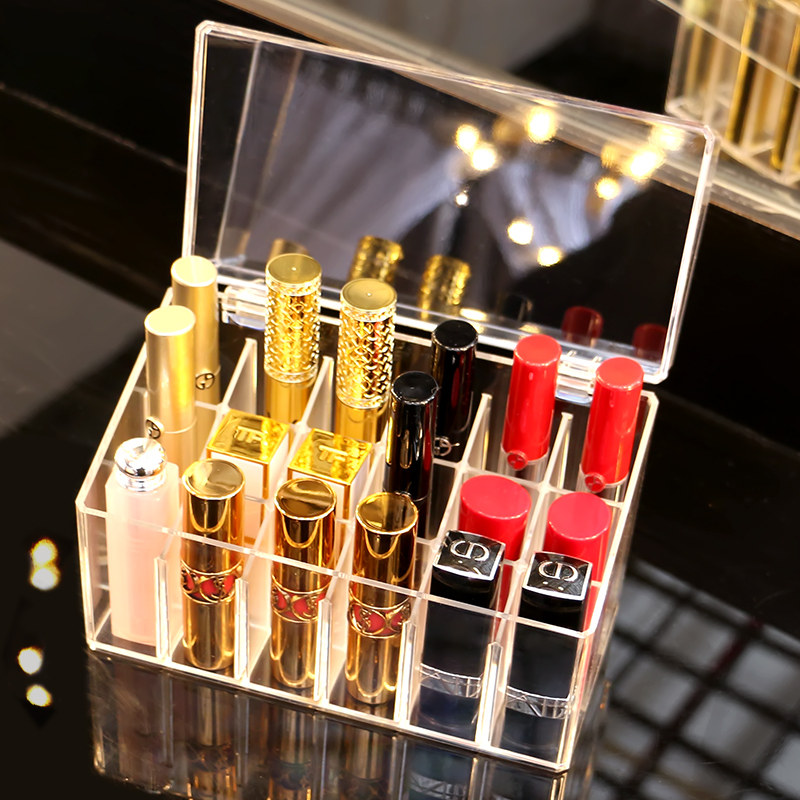 Dust-proof mouth red containing box transparent mesh red lip glazed show shelf Desktop Cosmetics Fragrance Dogg with lid lipstick