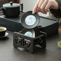 Home Kiln Electric Wood Round Cup Cushion Chinese Retro Tea Cup Tosets Group Tea Cushion Home Tea Tothermal Insulation Mat Tea Tract Accessories