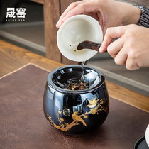 Home Kilns Black Gold Construction Water Big Day Style Zen-style Utensils Tea Pelvis Tea Pelvis Accessories for Home Black Tao Wash Cup