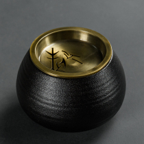 Body Kilns Day Style Black Pottery Tea Residue Barrel Coarse Pottery Tea Washing Zen water Ceramics Kongfu Tea Tea Cup Water Spittoon Accessories
