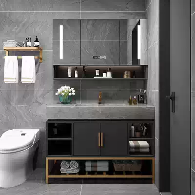 Rock board integrated bathroom cabinet combination bathroom smart mirror cabinet Modern simple powder room hand washing face washing basin