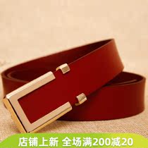 Leather casual Joker womens original year belt wide Womens pure cowhide Red fashion White decorative belt