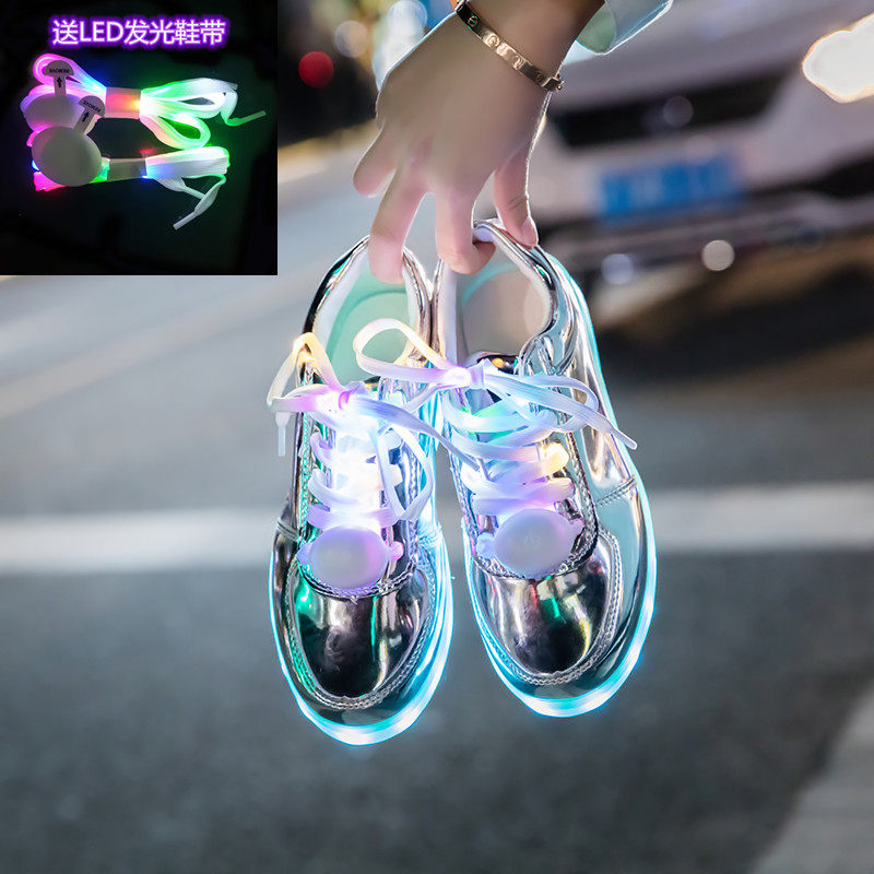 The Korean version will shine with shoes male students Ghost Walking Shoes Women Usb Charged With Lamp Board Shoes Shine Bright Light fluorescent shoes