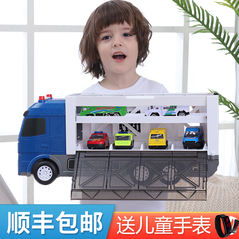 Large toy car boy back to force fire truck Children's suit engineering car alloy puzzle baby car model