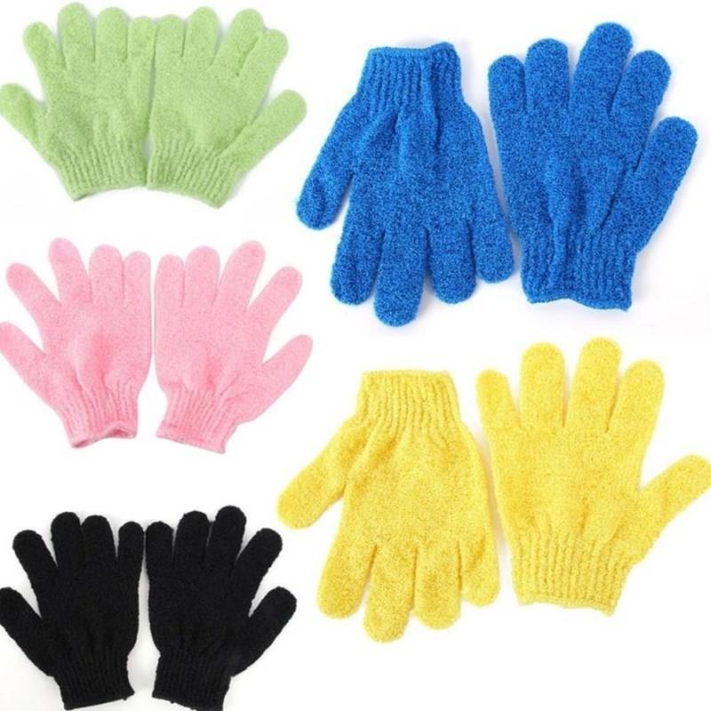 1 Pair showrer bath gloves exfoliating wash skin spa massage