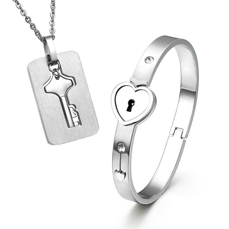 Couple Lock Bracelets, a Pair of Interlocking Necklaces, Bracelets, Men's Lock and Key, Tiktok Style, Simple for Students, Gift for Girlfriend Couple Lock Bracelets, a Pair of Interlocking Necklaces, Bracelets, Men's Lock and Key, Tiktok Style, Simple for Students, Gift for Girlfriend