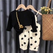 Girl Little Scents Wind Suit Spring Dress 2022 Spring Woman Baby Ocean Gas Baby Spring Autumn Back With Pants Two Sets