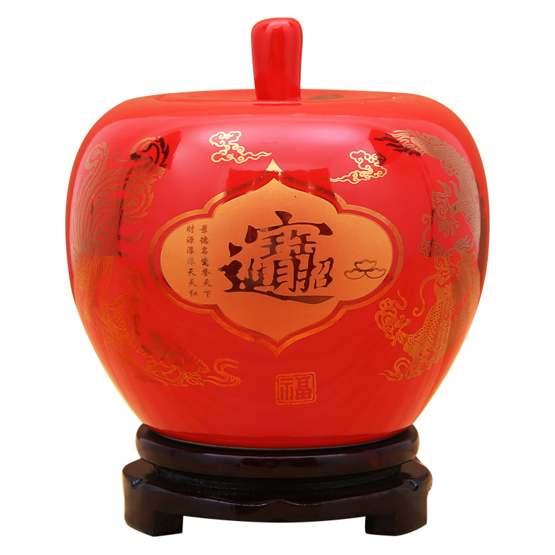 Jingdezhen ceramics China red Christmas apple fruit furnishing articles modelling storage tank is festival festival decorations