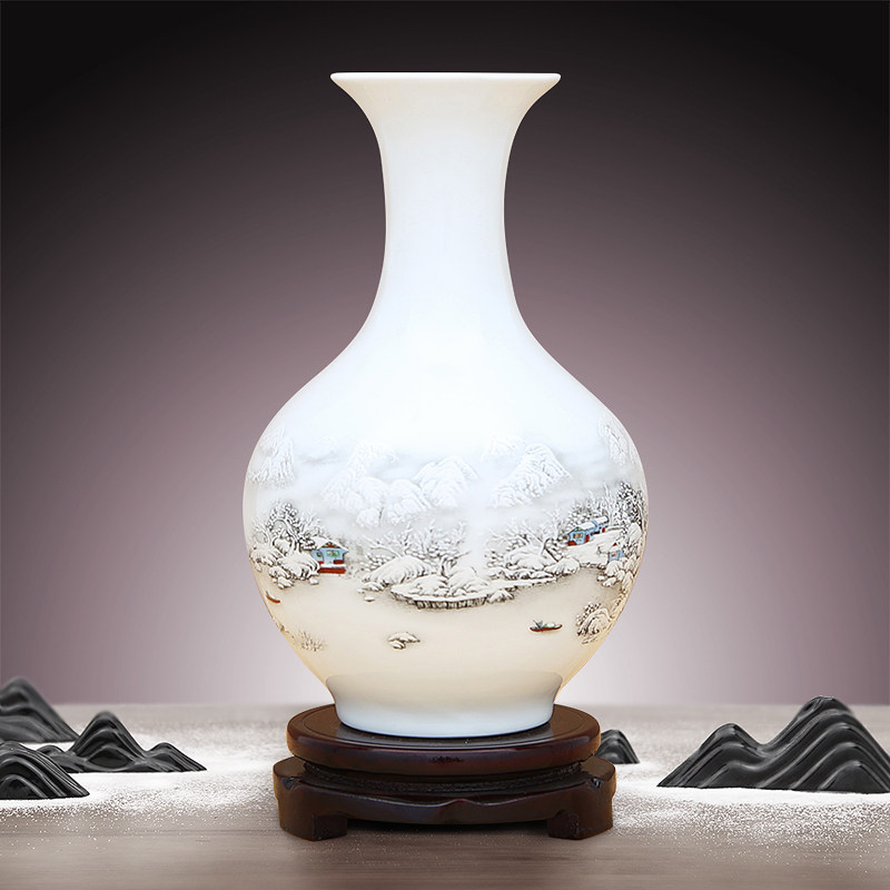 Jingdezhen Ceramic instrumental small number Classical Pink Vase Craft Gift Pendulum decorated Living room Swaying Pieces Home Wine Cabinet Decorations Furnishing