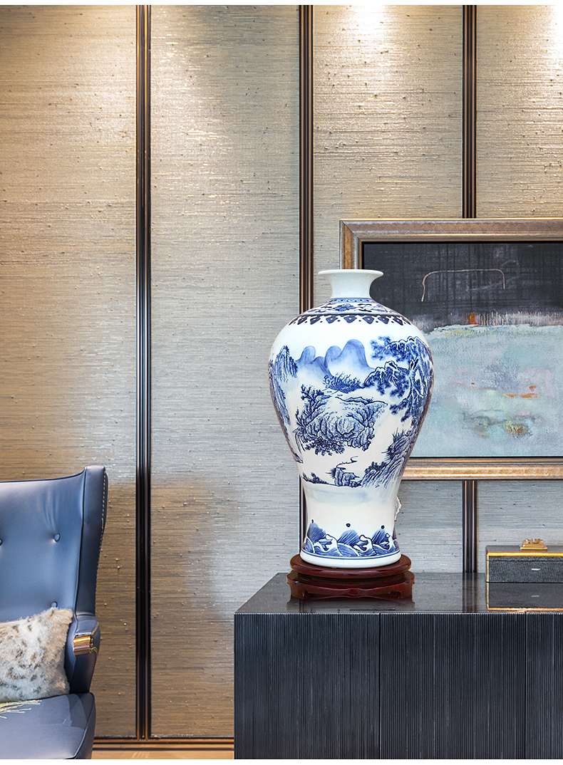 Chinese blue and white porcelain of jingdezhen ceramics hand - made scenery furnishing articles home wine ark, adornment porcelain vase in the living room