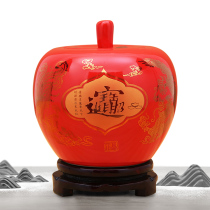 Jingdezhen ceramics Chinese red Pingan fruit ornaments Apple shape storage tank Festive festive decorations